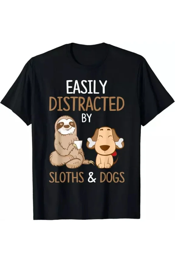 Hot Trending T-Shirt With Easily Distracted By Sloths And Dogs Tsloth Lover Design Preview Only