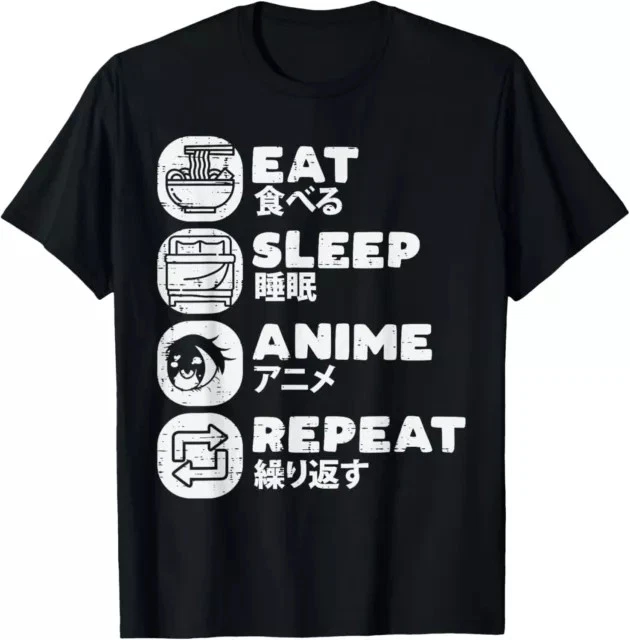 Felpa Girocollo Unisex 'Eat Sleep Anime Repeat' – Manga Stampa Alta Qualità – Bughyprint