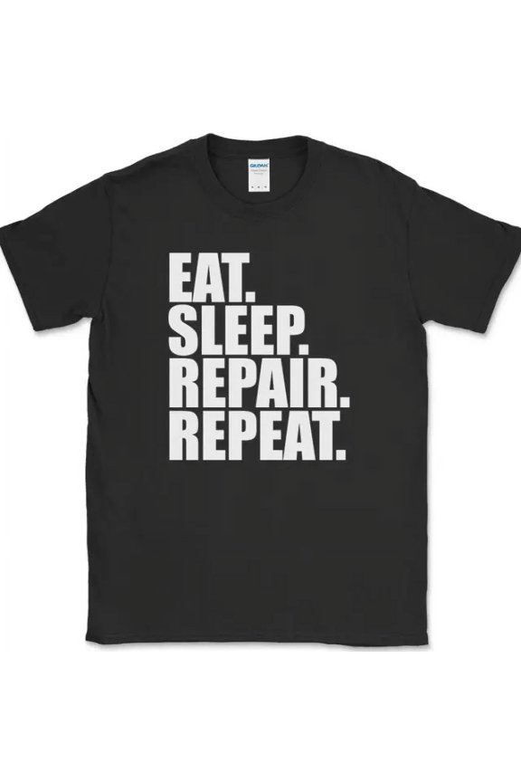 Hot Trending T-Shirt With Eat Sleep Repair Repeatfunny Handy Man Dad Fixer Gift Design Preview Only