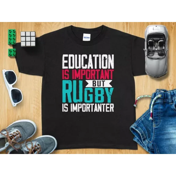 Hot Trending T-Shirt With Education Is Important But Rugby Is Importer Funny T-Shirt, Gift For Rugby Lover Design Preview Only