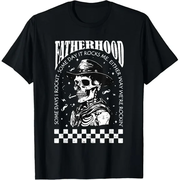 Hot Trending T-Shirt With Fatherhood Skeleton Rockin Some Days Funny Vintage Dad T Shirt Funny Gift Idea F Design Preview Only
