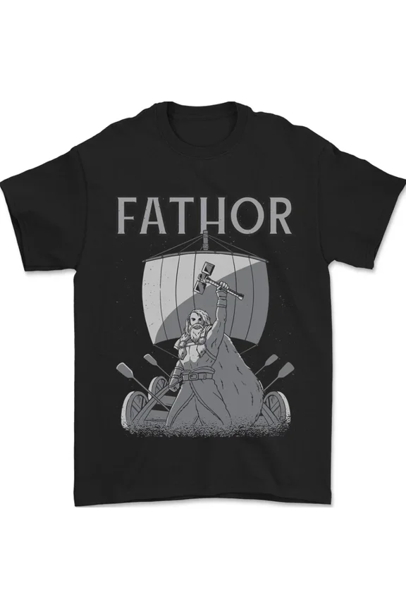 Hot Trending T-Shirt With Fathor Funny Fathers Day Viking Ship T-Shirt Design Preview Only