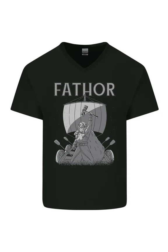 Hot Trending T-Shirt With Fathor Funny Fathers Day Viking Ship T-Shirt Design Preview Only
