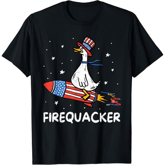 Hot Trending T-Shirt With Firequacker Duck On Firecracker Funny 4Th Of July Fourth T-Shirt Design Preview Only