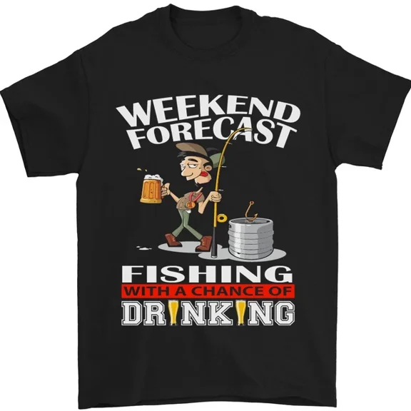 Hot Trending T-Shirt With Fishing Weekend Forecast Funny Fisherman T-Shirt Design Preview Only
