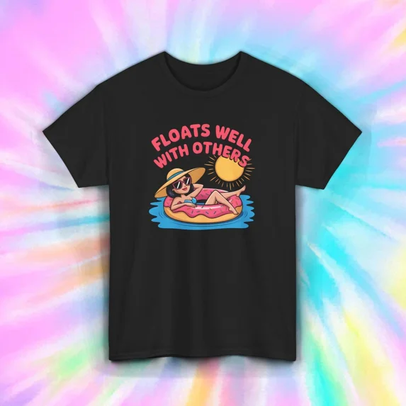 Hot Trending T-Shirt With Floats Well With Others Shirt Funny Pool Donut Summer Design Preview Only