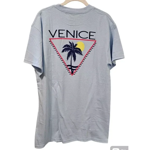 Hot Trending T-Shirt With Fresh Vibes Venice T Shirt Med Light Blue Sunset Beach Casual Nwot Design Preview Only