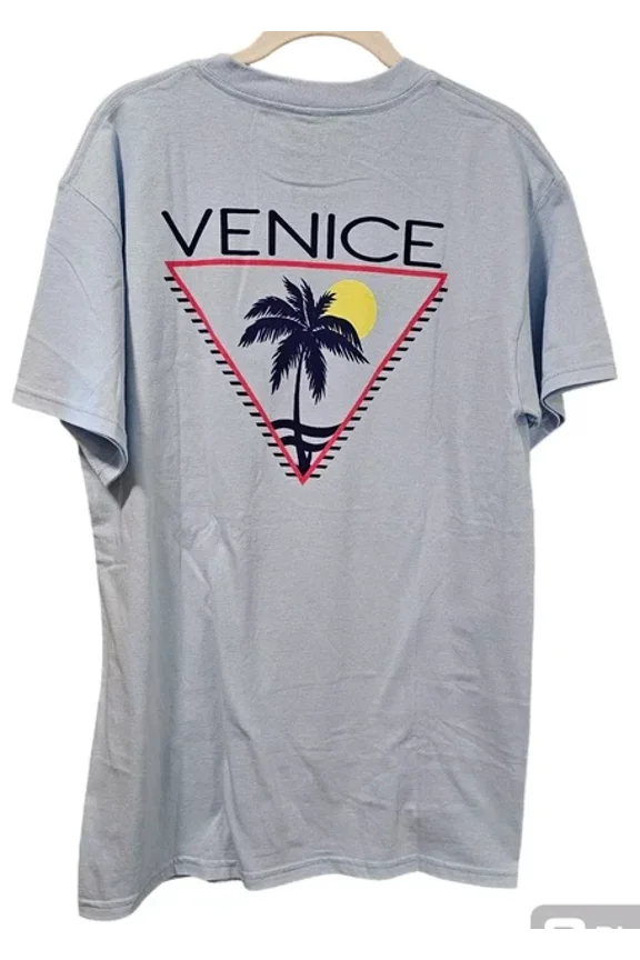 Hot Trending T-Shirt With Fresh Vibes Venice T Shirt Med Light Blue Sunset Beach Casual Nwot Design Preview Only