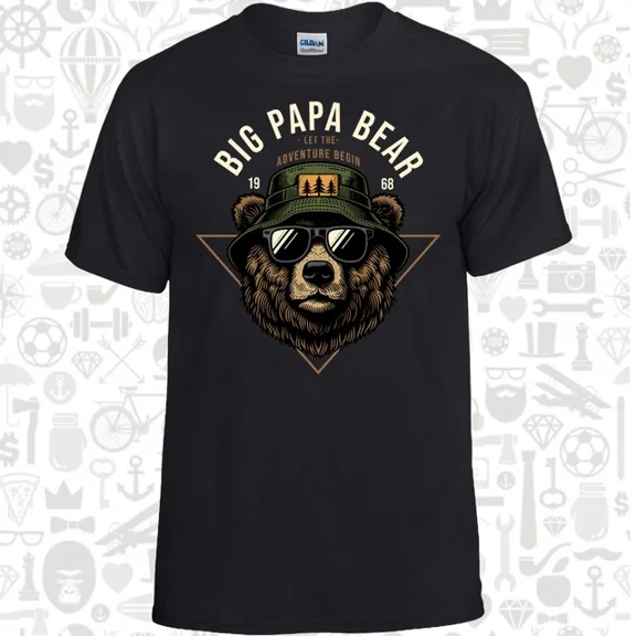 Hot Trending T-Shirt With Froggies T'S "Big Papa Bear Adventure" Father'S Day T-Shirt Design Preview Only