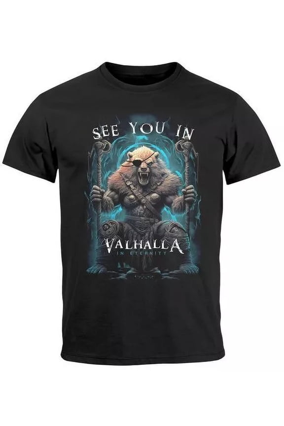 Hot Trending T-Shirt With Frontprint See You In Valhalla Viking Warriors North Men T Design Preview Only