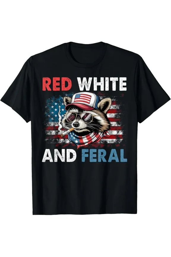 Hot Trending T-Shirt With Funny 4Th Of July Patriotic Flag Red White And Feral T-Shirt Design Preview Only
