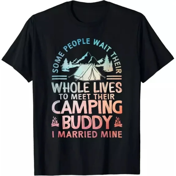 Hot Trending T-Shirt With Funny Camping Art For Men Women Camper Couple Camping Lovers Design Preview Only
