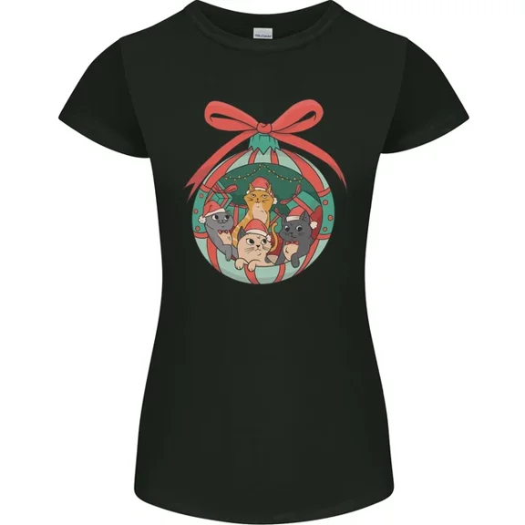 Hot Trending T-Shirt With Funny Christmas Cats Bauble T-Shirt Design Preview Only