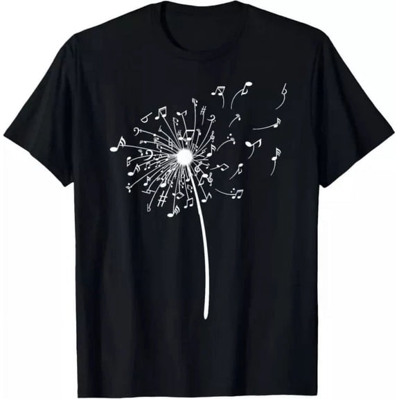 Hot Trending T-Shirt With Funny Music Notes Gift For Men Women Cool Dandelion Flower Design Preview Only