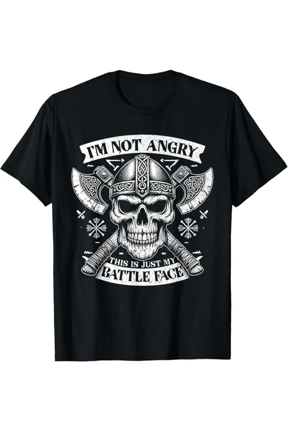 Hot Trending T-Shirt With Funny Viking, For Men | I'M Not Angry | Viking Design Preview Only