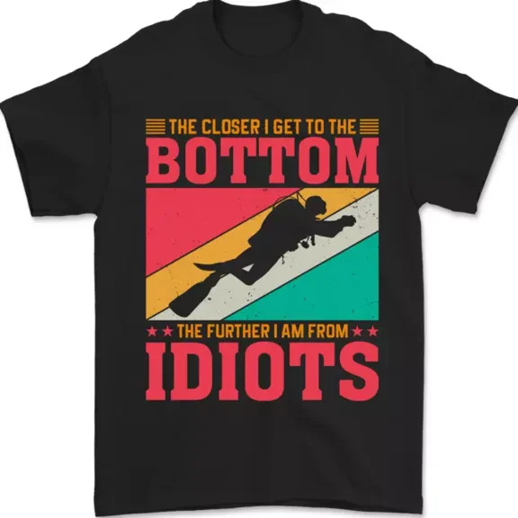 Hot Trending T-Shirt With Further From Idiots Funny Scuba Diving Diver T-Shirt Design Preview Only