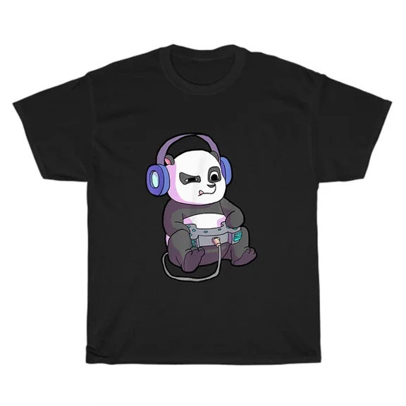 Hot Trending T-Shirt With - Gaming Panda Bear Gamer Video Game Controller Player T-Shirt Unisex Tee Gift New