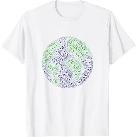 Hot Trending T-Shirt With Geocaching Globe Word Cloud Graphic T-Shirt Design Preview Only