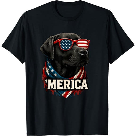 Hot Trending T-Shirt With Golden Retriever Merica 4Th Of July American Flag T-Shirt Design Preview Only