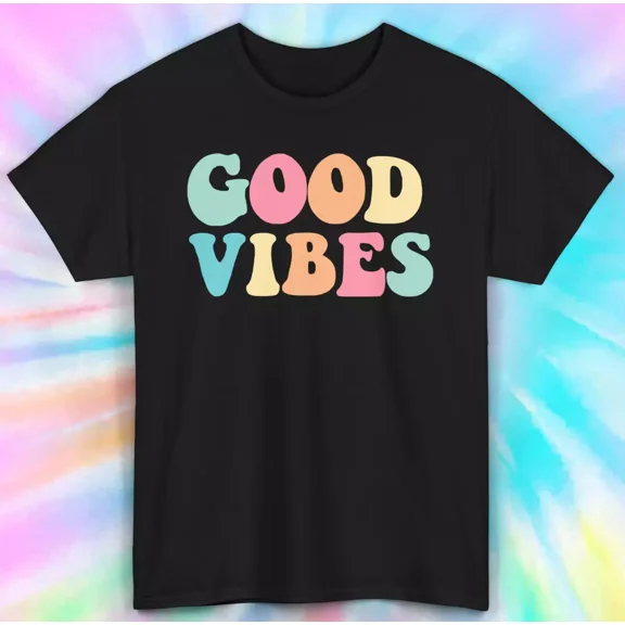 Hot Trending T-Shirt With Good Vibes Only | Positive Affirmation | Pastel Typography | Design Preview Only