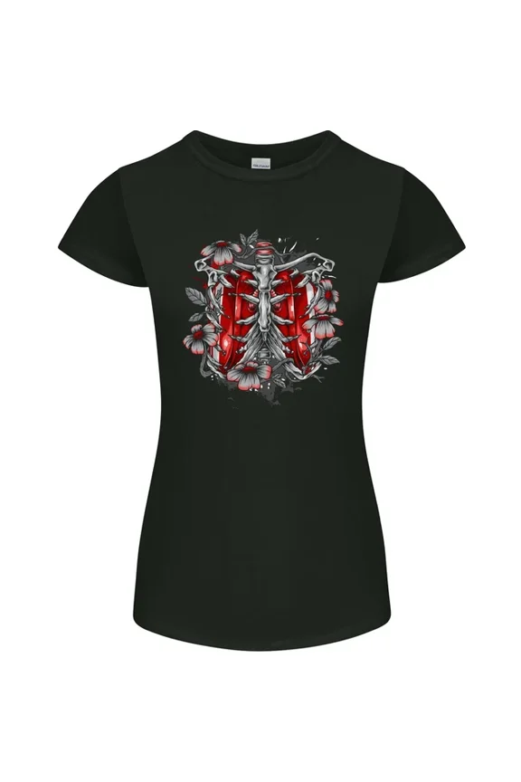 Hot Trending T-Shirt With Gothic Rib Cage Skeleton Goth Fantasy T-Shirt Design Preview Only