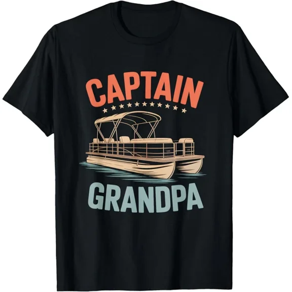 Hot Trending T-Shirt With Grandpa Pontoon Boat Captain Vintage Nautical Boating Crew T-Shirt