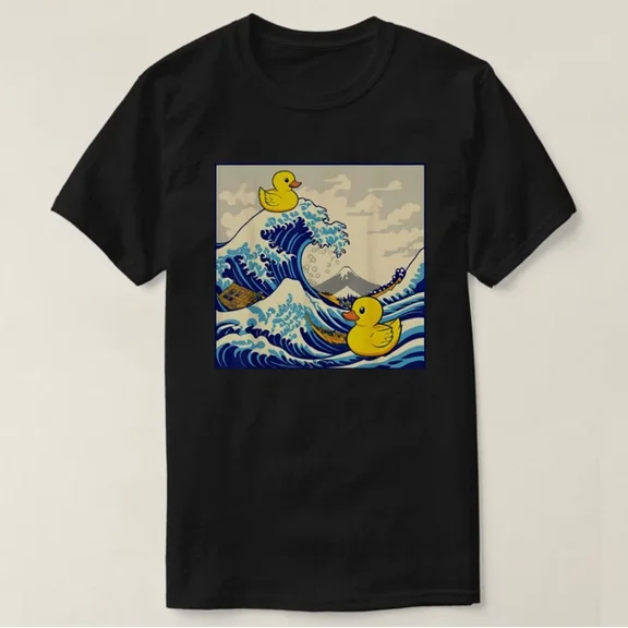 Hot Trending T-Shirt With Great Wave With Rubber Ducks Funny Japanese Art T-Shirt Design Preview Only