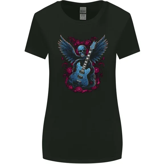 Hot Trending T-Shirt With Guitar Heavy Metal Rock Music Band Wings T-Shirt Design Preview Only
