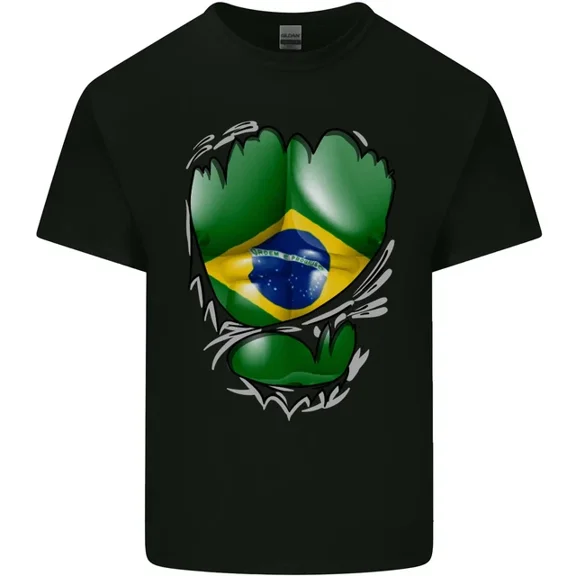 Hot Trending T-Shirt With Gym Brazilian Flag Ripped Muscles Brazil T-Shirt Design Preview Only