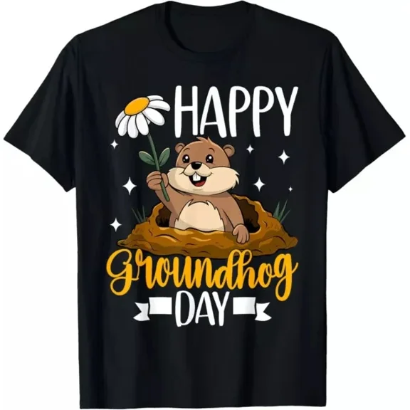 Hot Trending T-Shirt With Happy Groundhog Day 2025 Punxsutawney Phil Groundhog Lover Design Preview Only