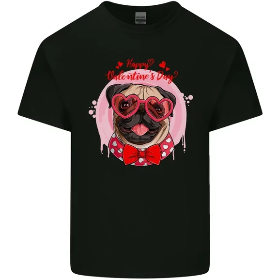 Hot Trending T-Shirt With Happy Valentines Day Pug Dog T-Shirt Design Preview Only