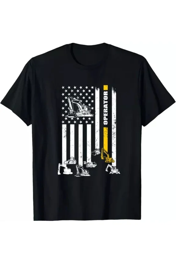 Hot Trending T-Shirt With Heavy Equipment Operator Usa Flag Operator Design Preview Only