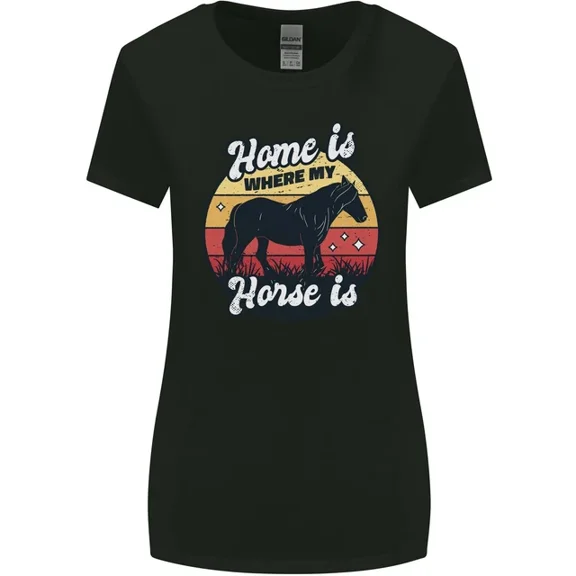 Hot Trending T-Shirt With Home Is Where My Horse Is Funny Equestrian T-Shirt Design Preview Only