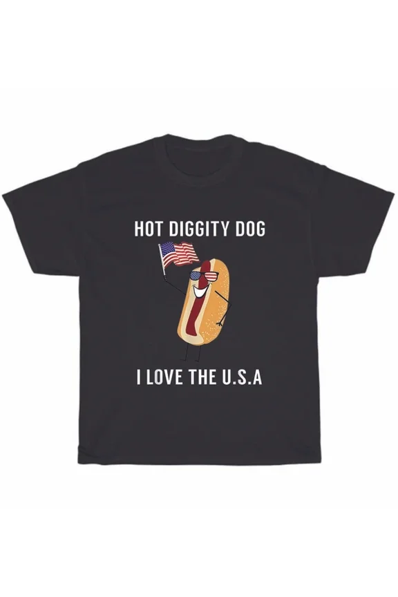 Hot Trending T-Shirt With Hot Diggity Dog I Love Usa American 4Th Of July Independence Day T-Shirt