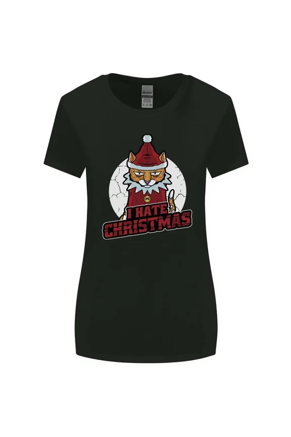 Hot Trending T-Shirt With I Hate Christmas Funny Bah Humbug Cat Xmas T-Shirt Design Preview Only