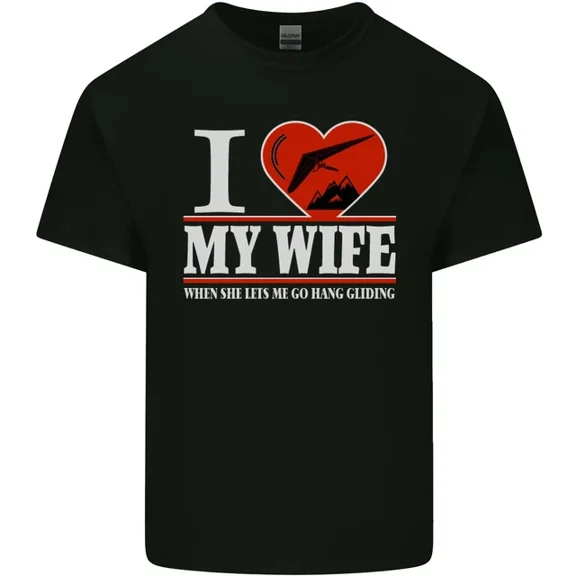 Hot Trending T-Shirt With I Heart My Wife Hang Gliding Hang Glider T-Shirt Design Preview Only