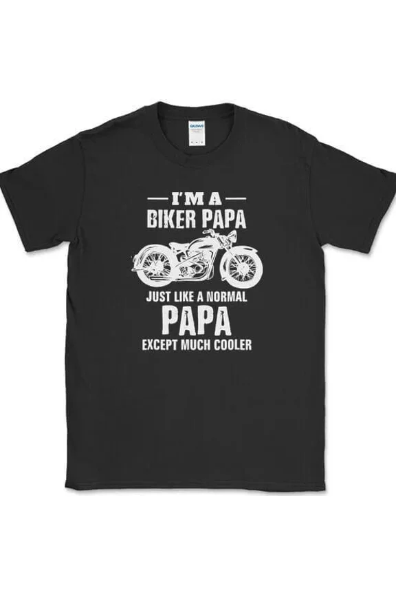 Hot Trending T-Shirt With I'M A Biker Papa But Much Coolerfunny Motorcycle Grandpa Gift Design Preview Only