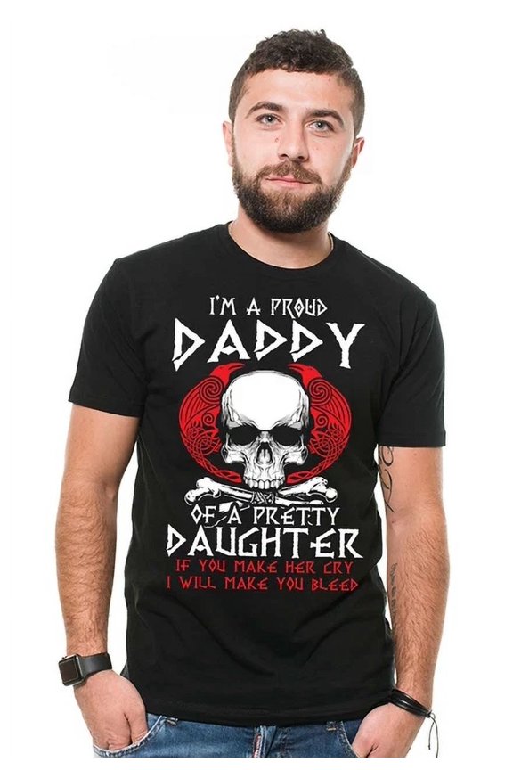 Hot Trending T-Shirt With I'M A Proud Daddy Viking Dad Gifts Viking Daddy Gift From Daughter Design Preview Only