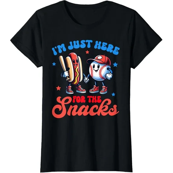 Hot Trending T-Shirt With I'M Just Here For The Snacks Hot Dog Fourth Of July T T-Shirt Design Preview Only