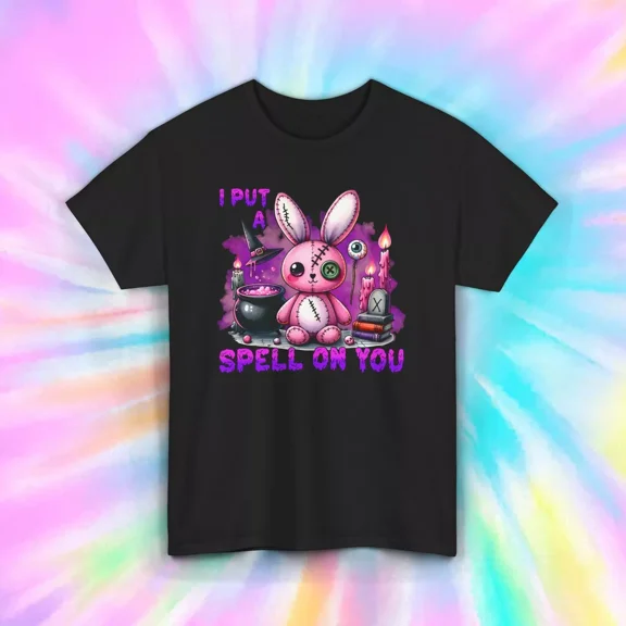 Hot Trending T-Shirt With I Put A Spell On You T-Shirt | Pink Voodoo Bunny Graphic | Design Preview Only