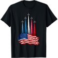 thumbnail image 1 of Hot Trending T-Shirt With Independence Day American Flag Jet Planes Red White Blue T-Shirt Design Preview Only, 1 of 5