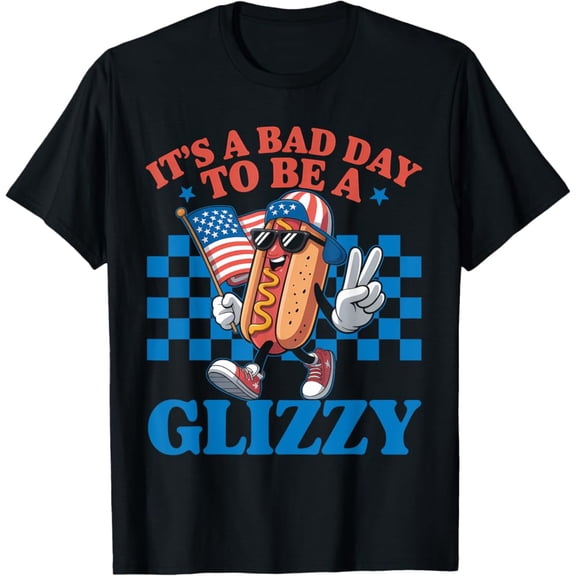 Hot Trending T-Shirt With It'S A Bad Day To Be A Glizzy Funny 4Th Of July Hot Dog T-Shirt Design Preview Only