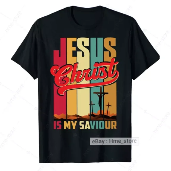 Hot Trending T-Shirt With Jesus Christ Is My Savior T-Shirt Vintage Retro Cross Christian Religious Tee