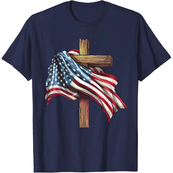 Hot Trending T-Shirt With Jesus Christ Stars & Stripes American Patriotic 4Th Of July T-Shirt Design Preview Only