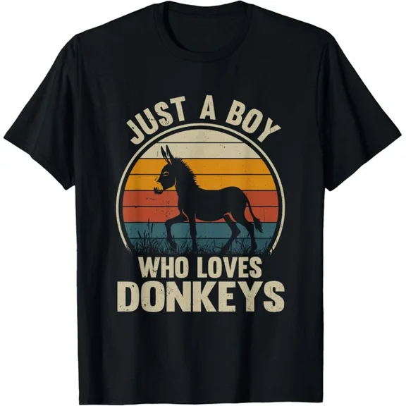 Hot Trending T-Shirt With Just A Boy Who Loves Donkeys Recto Donkey Lover T Shirt Funny Gift Idea For Men Design Preview Only