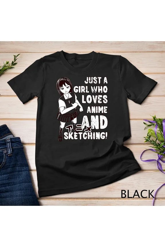 Hot Trending T-Shirt With Just A Girl Who Loves Anime And Sketching Sketch Drawing Unisex S-5Xl T-Shirt
