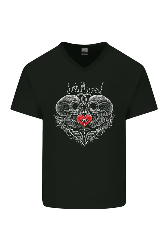 Hot Trending T-Shirt With Just Married S Gothic Marriage Goth T-Shirt Design Preview Only