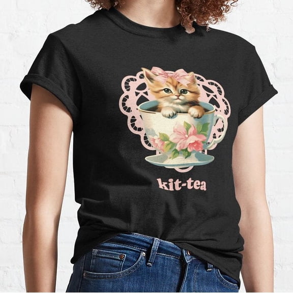 Hot Trending T-Shirt With Kit-Tea Pink Bow Coquette Aesthetic Design Preview Only