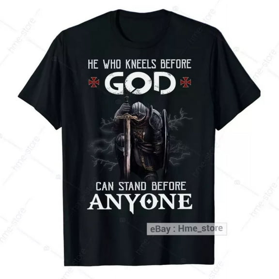 Hot Trending T-Shirt With Knight Templar Kneel Before God T-Shirt Christian Warrior Of Christ Crusader Tee