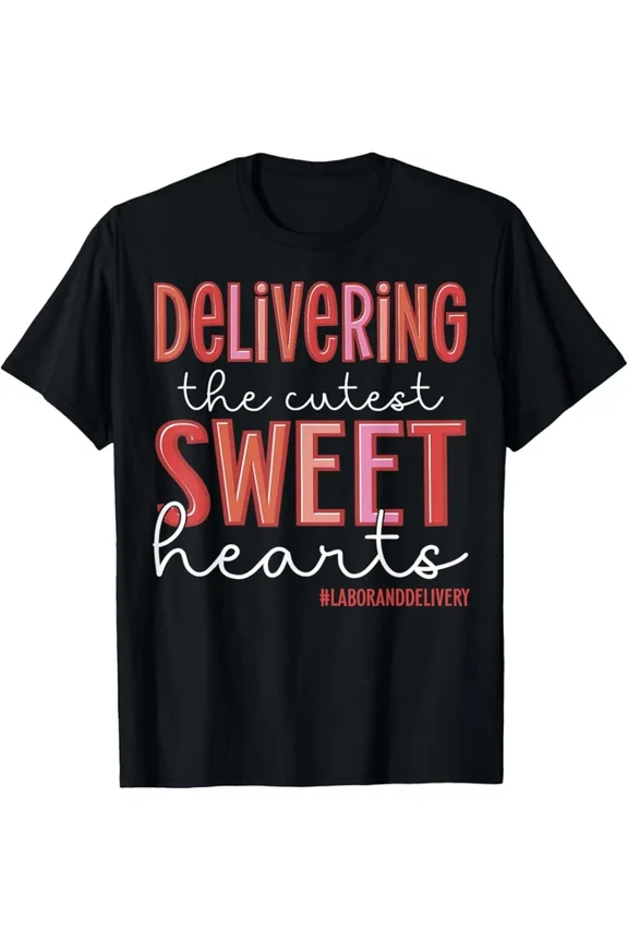 Hot Trending T-Shirt With Labor And Delivery Nurse Valentines Day Retro L&D Nurse T-Shirt Design Preview Only